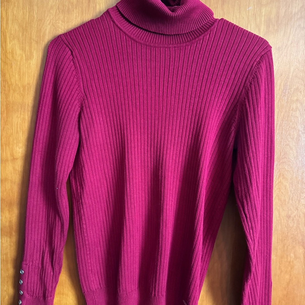 Calvin Klein Burgundy Cowl Turtleneck Top
